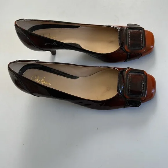 COLE HAAN Chic Brown Leather Pumps with Buckle - Picture 3 of 11
